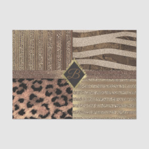 Papier Mousseline Safari Jungle Glam Moderne Or Pailleté Féminin