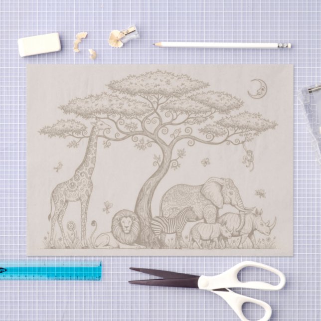 Papier Mousseline Safari Toile, Neutral Baby Wild Boho Adventure (Artisanat)