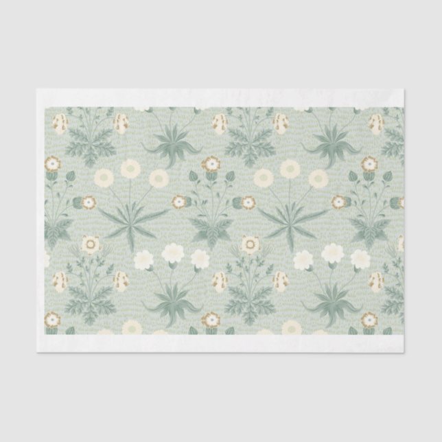 Papier Mousseline Sage doux et florale de crème (Recto)