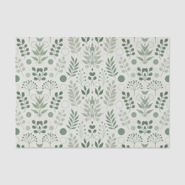 Papier Mousseline Sage et Cercles Vert (Recto)