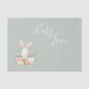 Papier Mousseline Sage Green Baby Love Script Élégant Baby shower