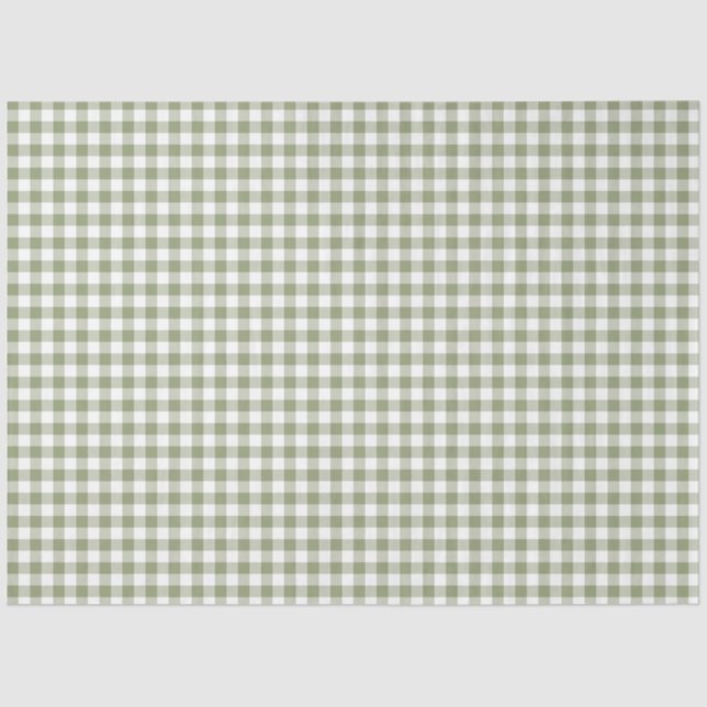 Papier Mousseline Sage Green En vichy Neutre Elegant Checks Motif (Recto)