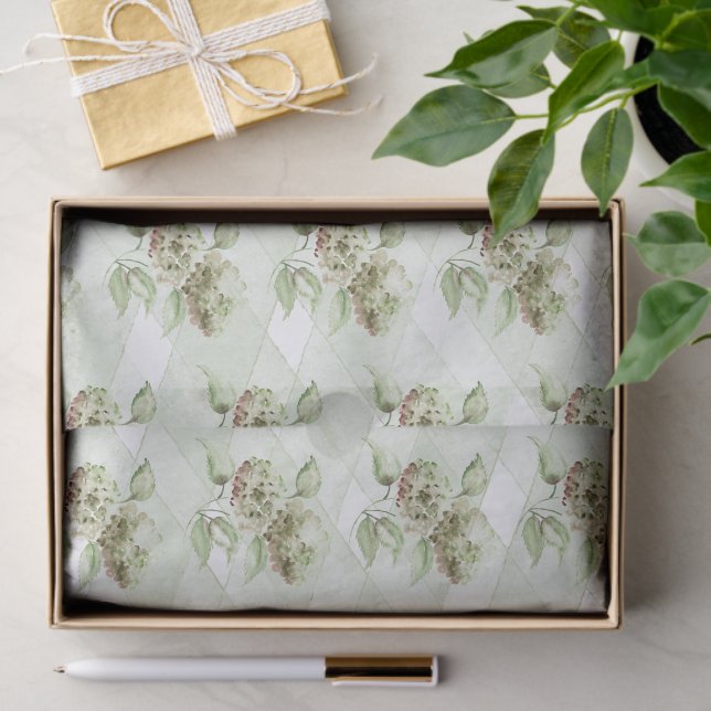 Papier Mousseline Sage Green Hydrangea Tissue Paper (Cadeau)