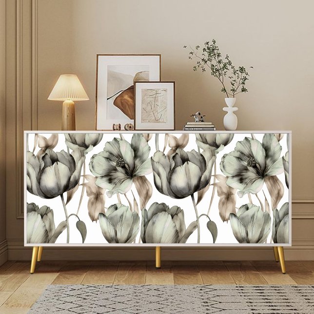 Papier Mousseline Sage Green Watercolor peony découpage floral (Créateur téléchargé)