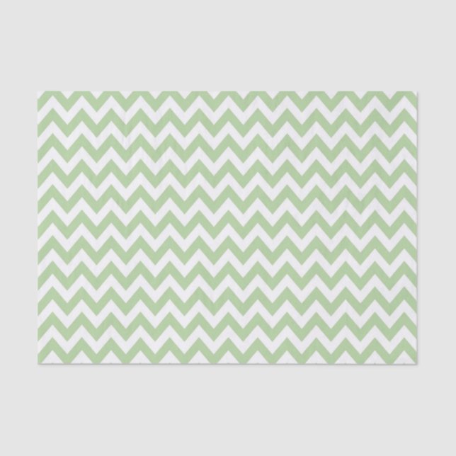 Papier Mousseline Sage Green ZigZag / Motif Chevron (Recto)