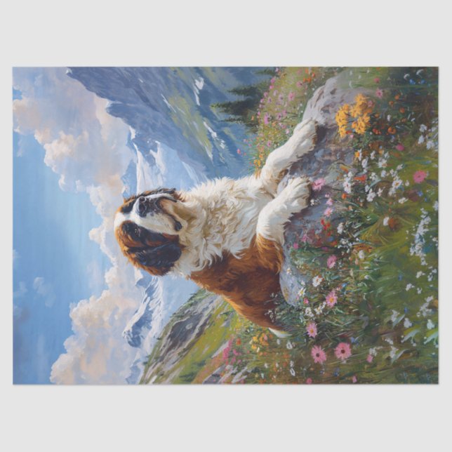 Papier Mousseline Saint Bernard Champ Fleur sauvage Pittoresque Déco (Recto)