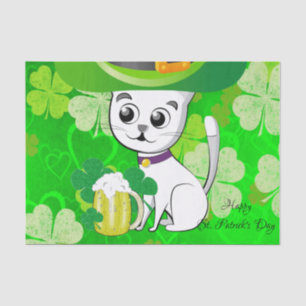 Papier Mousseline Saint Patrick's Day Tissue Paper Cat Beer