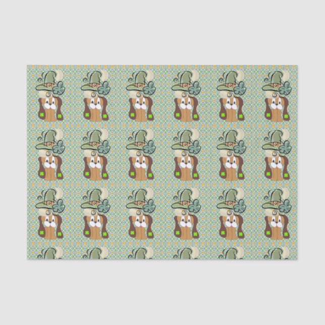 Papier Mousseline Saint Patrick's Day Tissue Paper Chien (Recto)
