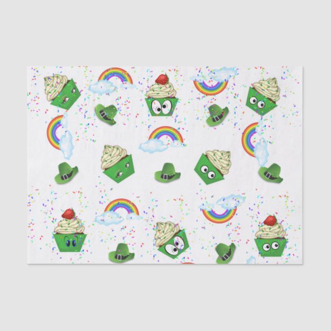 Papier Mousseline Saint Patrick's Day Tissue Paper Cupcake (Recto)
