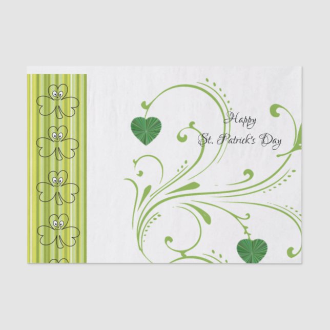 Papier Mousseline Saint Patrick's Day Tissue Paper Shamrock Floral (Recto)