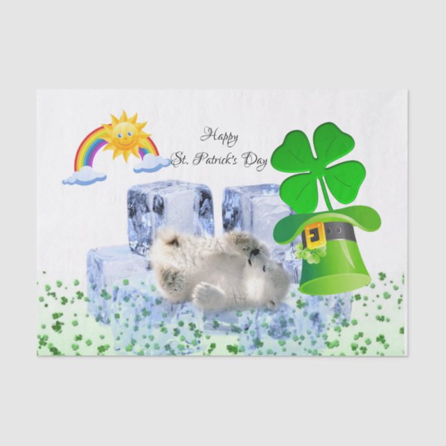 Papier Mousseline Saint Patrick's Day Tissue Papier Polaire Ours (Recto)