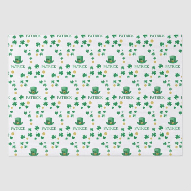 Papier Mousseline Saint Patricks Leprechaun Clover personnalisé (Recto)