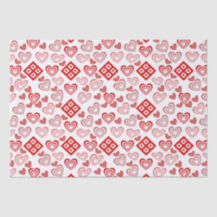 Papier Mousseline Saint Valentin Amour rose, rouge et Motif blanc