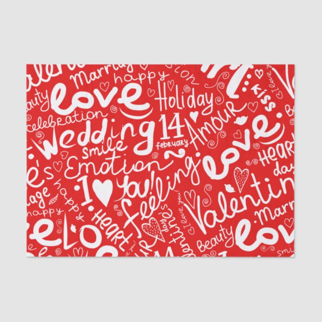 Papier Mousseline Saint-Valentin Art multi-Word (Recto)