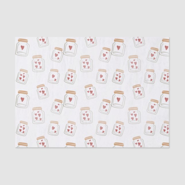 Papier Mousseline Saint-Valentin Belles jarres de coeur (Recto)