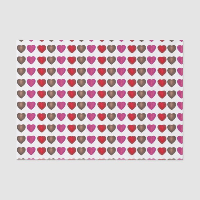Papier Mousseline Saint Valentin Chocolat Coeur rose Rouge Brown (Recto)