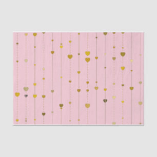 Papier Mousseline Saint Valentin Coeurs d'or rose