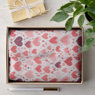 Papier Mousseline Saint Valentin Coeurs rouge et rose