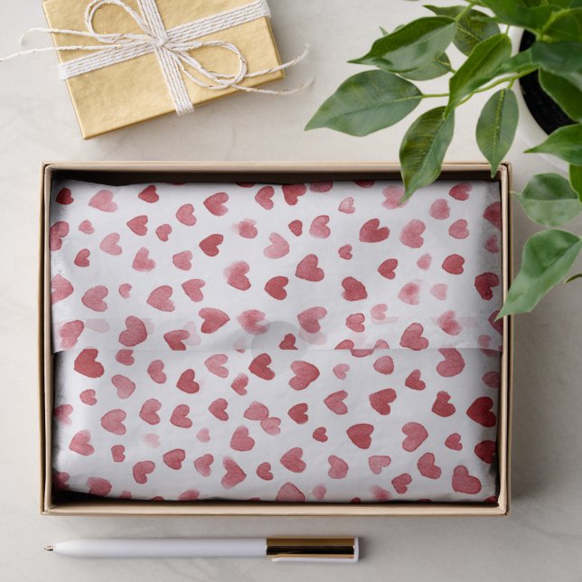 Papier Mousseline Saint-Valentin Cœurs Rouges (Cadeau)