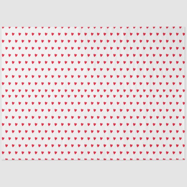 Papier Mousseline Saint-Valentin Cœurs Rouges et Blancs (Recto)