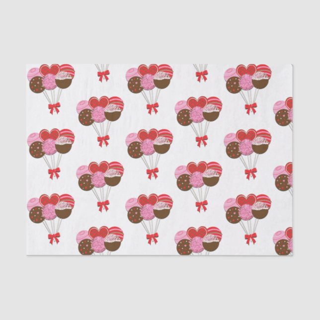 Papier Mousseline Saint-Valentin Gâteau Pops Sucres de sucre Personn (Recto)