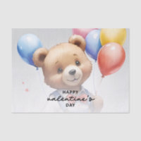 Saint-Valentin Mignonne Ours Aquarelle Avec Balloo