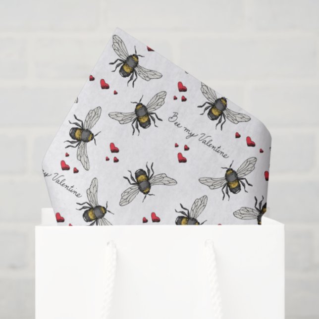Papier Mousseline Saint-Valentin Mine d'abeilles Motif des abeilles  (Sac cadeau)