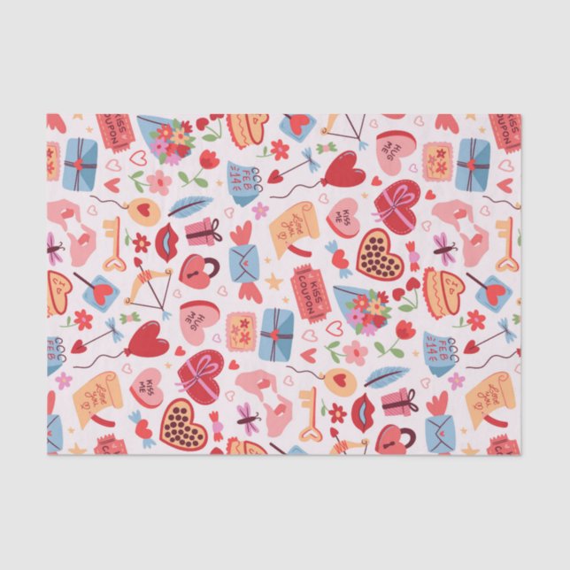 Papier Mousseline Saint Valentin Motif d'amour romantique (Recto)