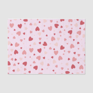 Papier Mousseline Saint Valentin Pastel Coeurs rouge et rose