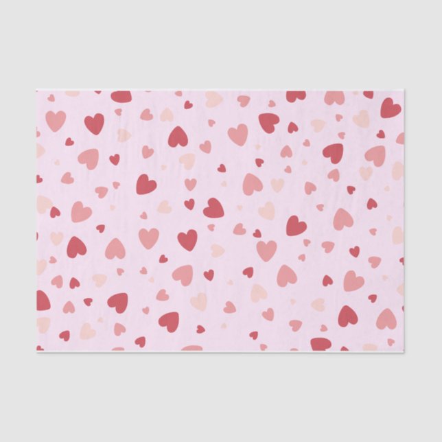 Papier Mousseline Saint Valentin Pastel Coeurs rouge et rose (Recto)