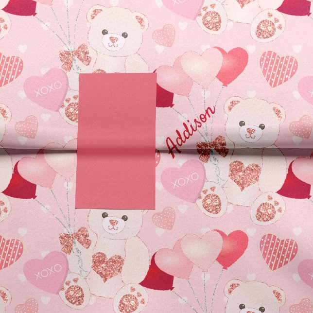Papier Mousseline Saint Valentin Teddy Bear XOXO Motif de coeur (Créateur téléchargé)