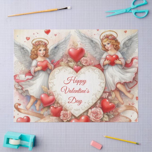 Papier Mousseline Saints anges de la Saint-Valentin  (Artisanat)