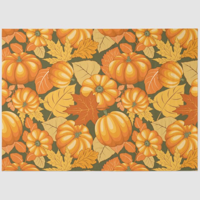 Papier Mousseline Saison d'automne Halloween Citrouille Motif (Recto)