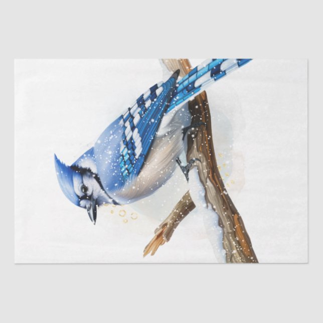 Papier Mousseline Saison d'hiver Blue Jay Bird (Recto)