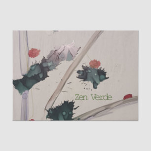 Papier Mousseline Saison Vert Zen-Vacances Zen Minimaliste Vert Calm