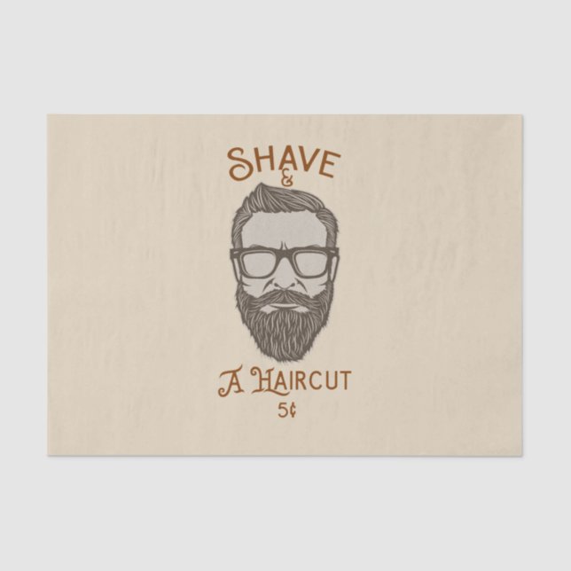 Papier Mousseline Salon de coiffure rétro graphique de barbier Shave (Recto)