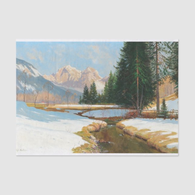 Papier Mousseline Salzburger Alpes-View, Découpage hiver (Recto)
