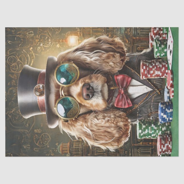 Papier Mousseline Sam Slick, Cocker Spaniel Jouant au Poker (Recto)