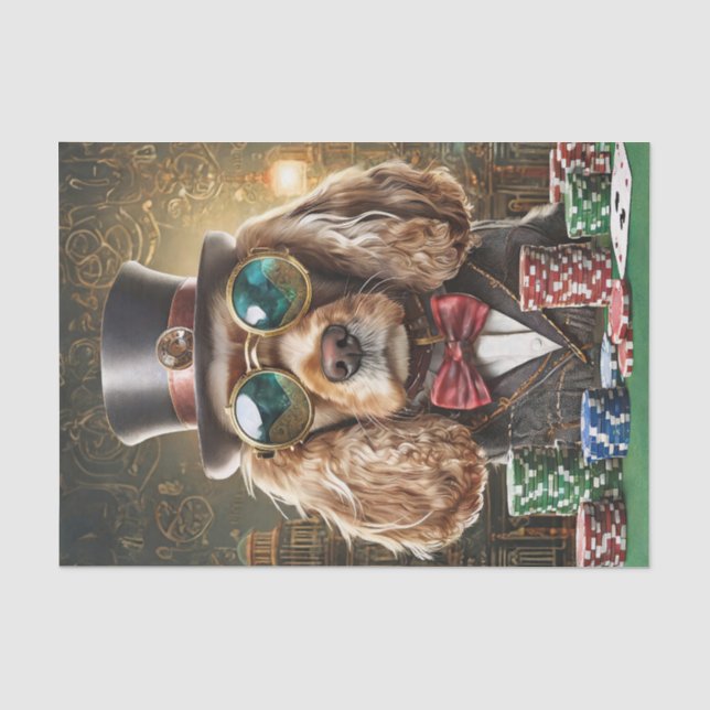 Papier Mousseline Sam Slick, Cocker Spaniel Jouant au Poker (Recto)