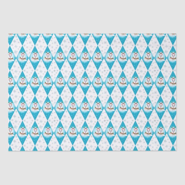 Papier Mousseline Samoyed Vacances d'Hiver Motif Diamant  (Recto)