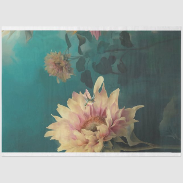 Papier Mousseline Sanctuaire de tournesol Colibri & Floral (Recto)