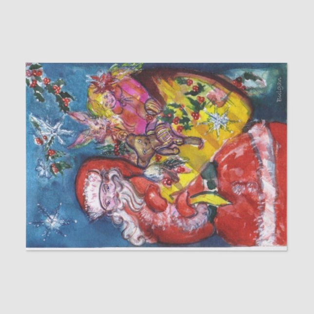 PAPIER MOUSSELINE SANTA CLAUS AVEC CADEAUX DE NOËL (Recto)