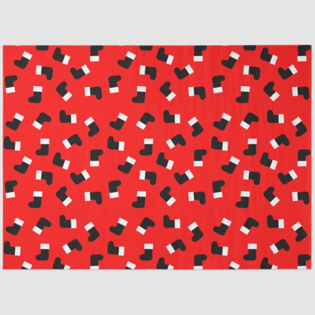 Papier Mousseline Santa Claus Bottes Noël Motif de Noël Rouge (Recto)