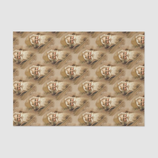 Papier Mousseline Santa Claus du Vieux-Monde - Papier Tissu (Recto)