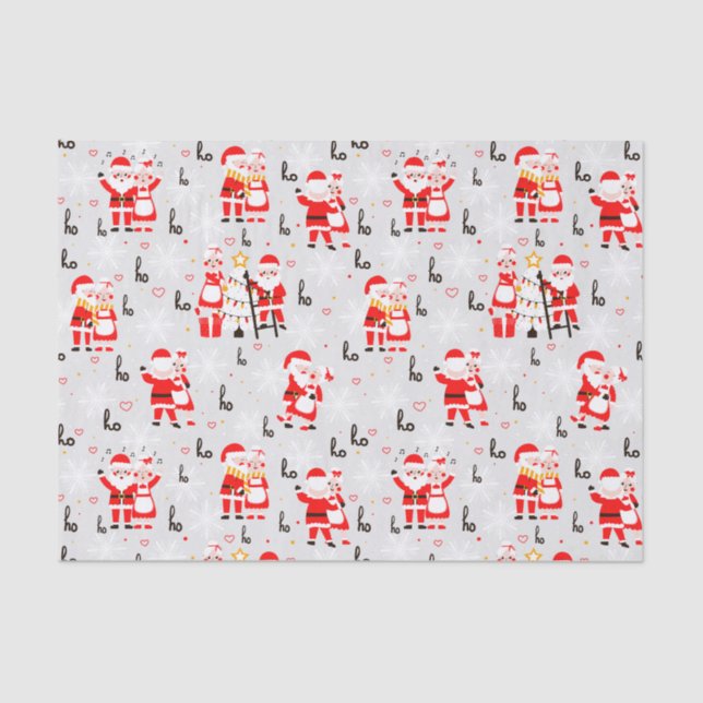 Papier Mousseline Santa Claus et Mme Claus Christmas Dance (Recto)