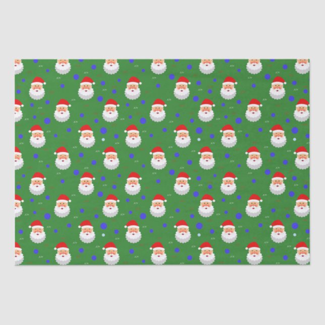 Papier Mousseline Santa Claus Joie Noël Green Red Holiday (Recto)