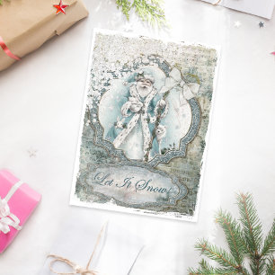 Papier Mousseline Santa Claus Winter Let it Neige Blue craft