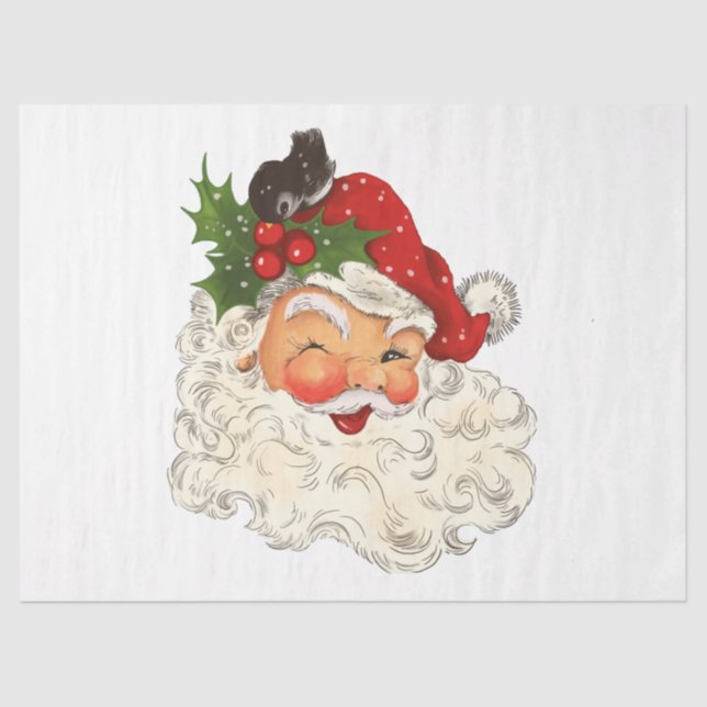 Papier Mousseline Santa Clause Découpement rétro Vintage (Recto)
