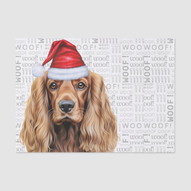 Papier Mousseline Santa Cocker Spaniel Dog Festive Christmas Holiday (Recto)