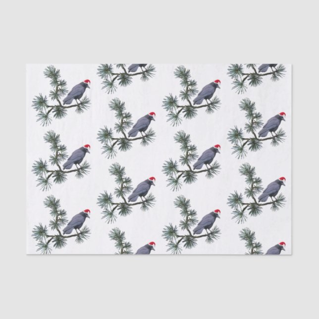 Papier Mousseline Santa Crow in Pine Tissue Paper (Recto)